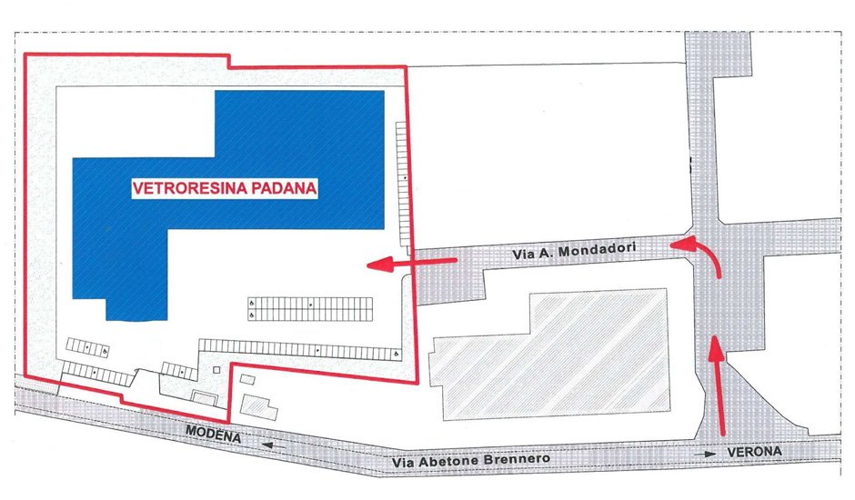 Esquema del acceso a la planta desde via Mondadori